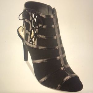 Ralph Lauren Mimi kid suede open toe booty, charcoal